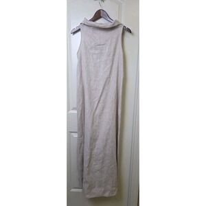 AAKASHA 100% Linen Maxi Dress Oatmeal Tan Lagenlook Size L